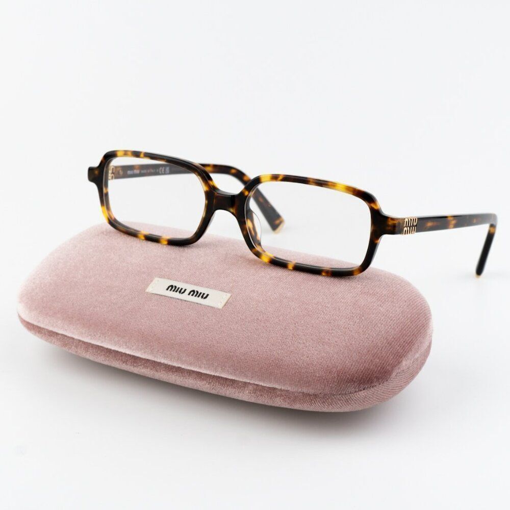 NEW Miu Miu MU11ZS 14L08N REGARD Havana Honey Rectangle Unisex Sunglasses